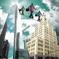 Comcast Building: Barbara L. Johnston/Mct/Landov; Inquirer Building: Associated Press; Businessman: Lise Gagne