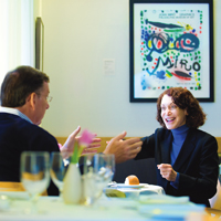 Jane Golden lunches with Sam Katz.
Photo Credit: Jeff Fusco