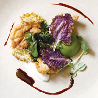 Panfried sweetbreads with rhubarb glaze // Photography by Jason Varney