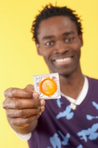 black man with condom