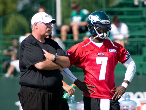 Philadelphia Eagles head coach Andy Reid and quarterback Michael Vick