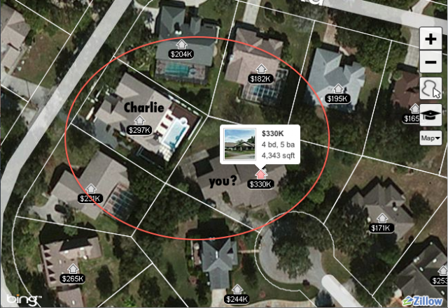 Screen shot of Zillow.com map.