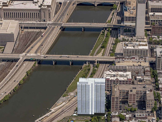 Rendering of One Riverside, Dranoff's latest. Cecil Baker+Partners.