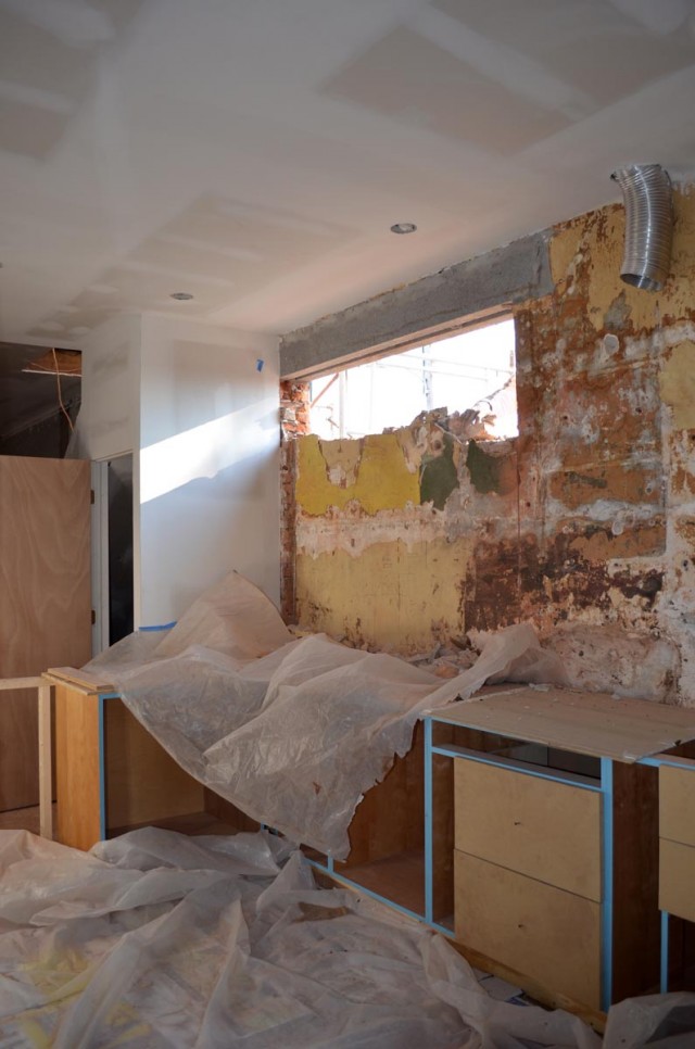 Window in progress. Photo courtesy Jacob Hellman