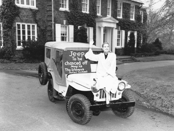 Princess Grace Kelly visiting her parent's home in 1953