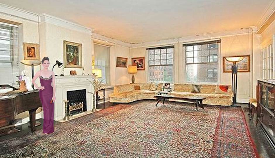 tina fey with fireplace
