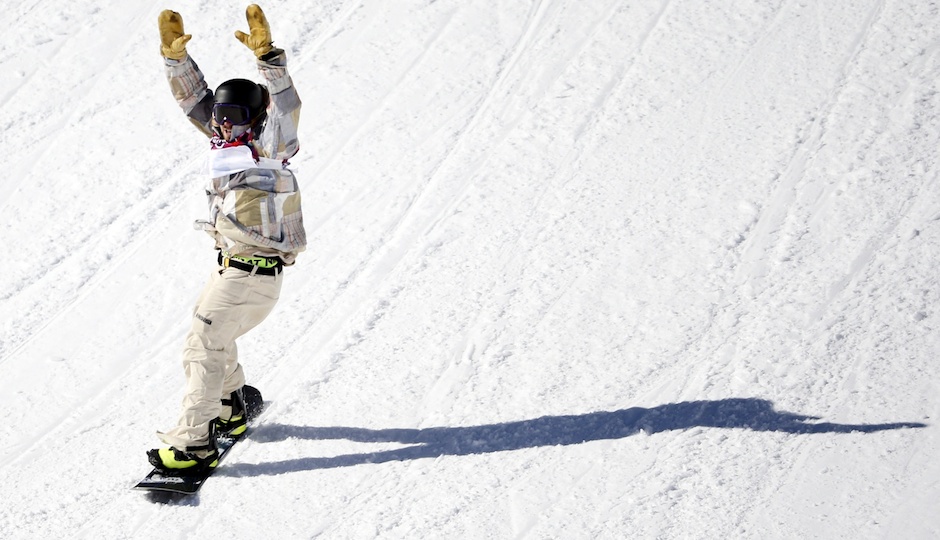 Sage Kotsenburg (USA) reacts after his first run of men's slopestyle finals at the Sochi 2014 Olympic Winter Games at Rosa Khutor Extreme Park. Photo | Kevin Jairaj-USA TODAY Sports