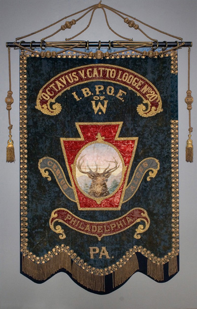 Banner from the O.V. Catto Elks Lodge No. 20. | Photo courtesy Philadelphia History Museum at the Atwater Kent.