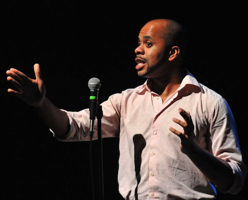Thomas performing at our LGBT Six-Word Memoir Slam in October. Photo by Ian Watson.