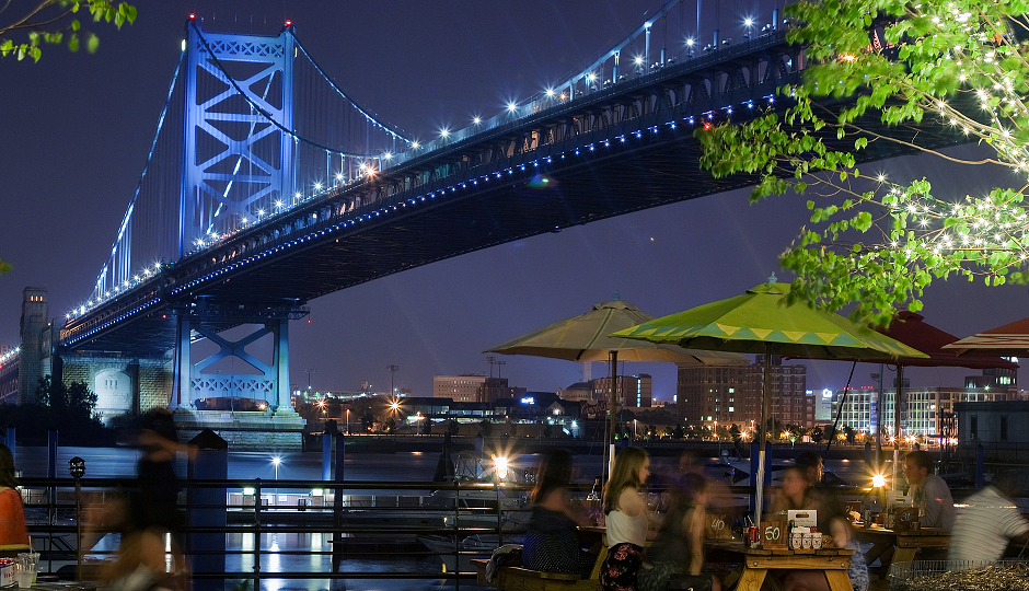 Beauty shots of the Ben Franklin Bridge from Morgan's Pier, with or without a clutched can of craft beer (usually Hell or High Watermelon) in the corner to taunt your friends who are still at work.