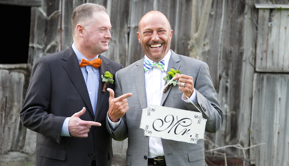Newlyweds Steve Meyers (right) and Scott TK. Photo by Debbie McGeorge of Art + TK Photography.