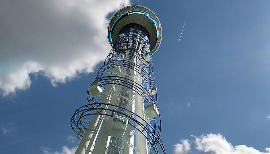 General product design of Skyspire via U.S. Thrills' website.