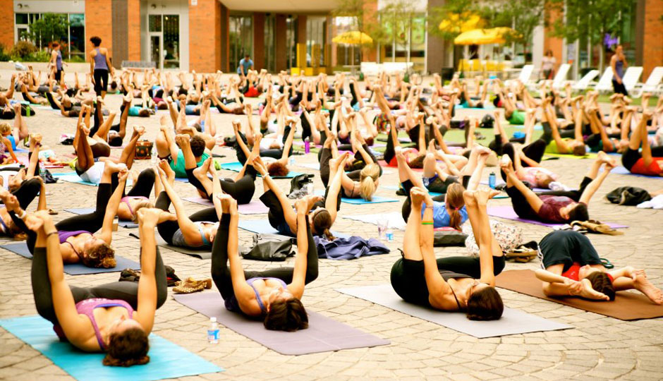Urban Yoga Philly at the Piazza | Photo via Facebook