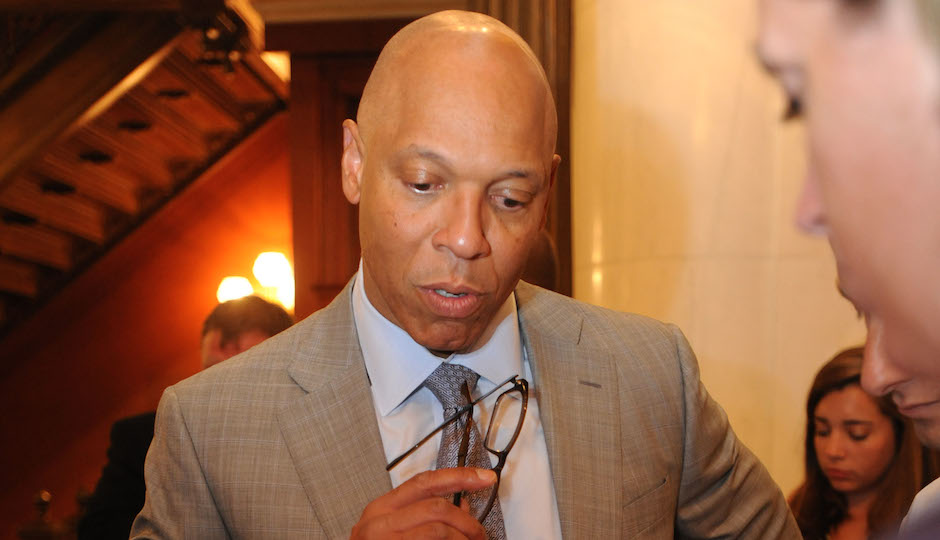 William Hite, Superintendent of Philadelphia Schools, in the Pennsylvania Capitol meeting with Philadelphia Mayor Michael Nutter and state legislators seeking funds for Philadelphia Schools during state budget talks Sunday, June 29, 2014, in Harrisburg, Pa. AP Photo | Bradley C. Bower