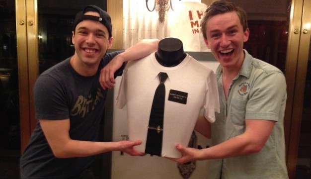 Mormon boys JR Bruno and Josh Daniel after a performance at the Forrest Theatre.