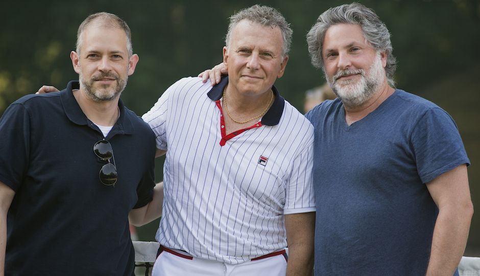 Joe Gangemi (right) on the set of "Red Oaks" with Paul Reiser and co-creator Greg Jacobs.