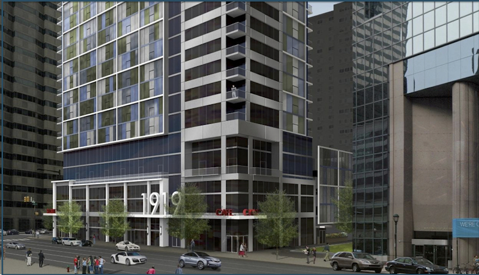 The corner of 20th and Market is going to look at lot different. Full rendering below.