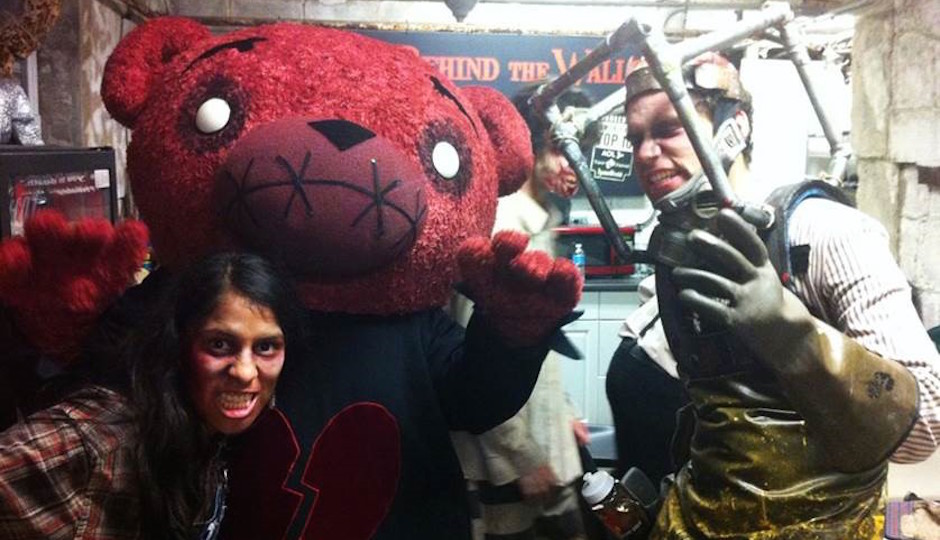 Life-sized Teddy Morose with other characters from Eastern State's Terror Behind the Walls.