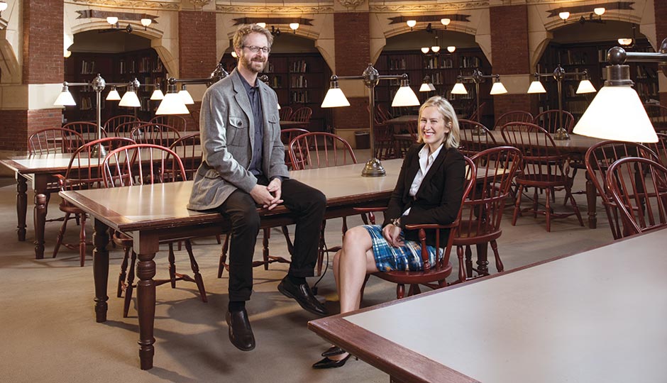 Nathaniel Popkin and Diana Lind at Penn's Fisher Fine Arts Library. Photograph by Justin James Muir