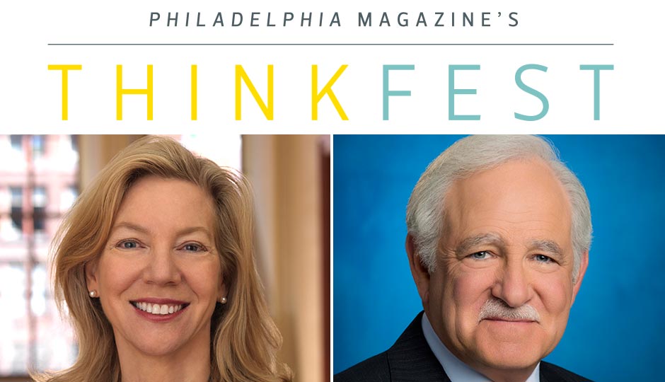 University of Pennsylvania president Amy Gutmann and 6 ABC anchor Jim Gardner.