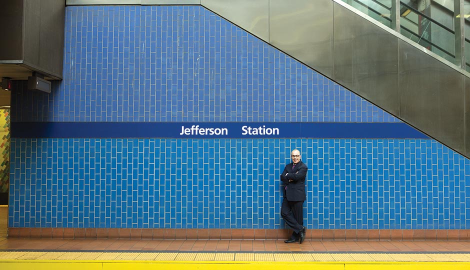 The new president and CEO spent nearly $4 million to rename SEPTA’s Market East Station — the highest-profile move to date in his bid to make Jefferson into a paragon of medical entrepreneurialism. Photograph by Dustin Fenstermacher