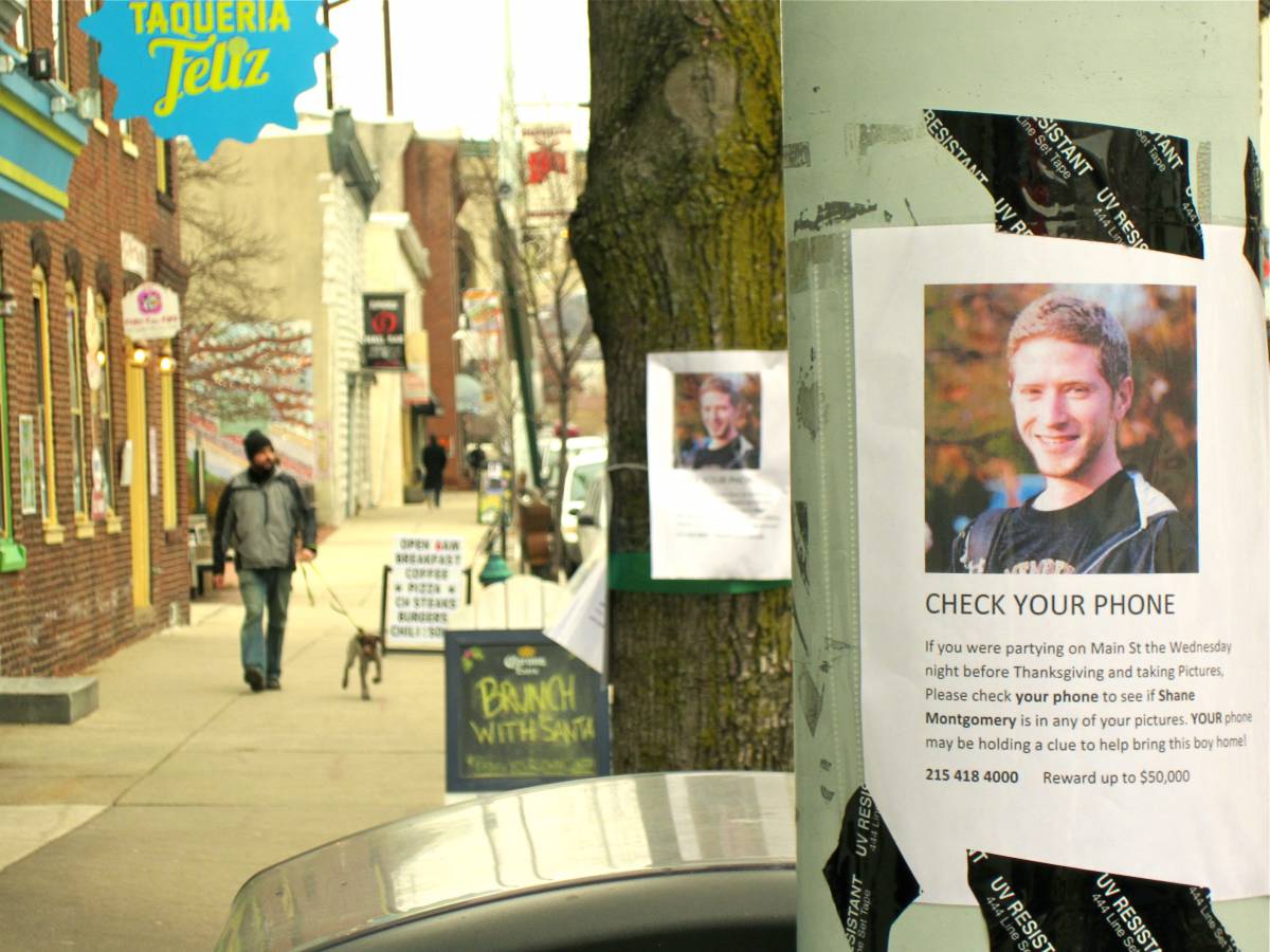 Fliers for Montgomery are often within feet of each other on Main Street in Manayunk.