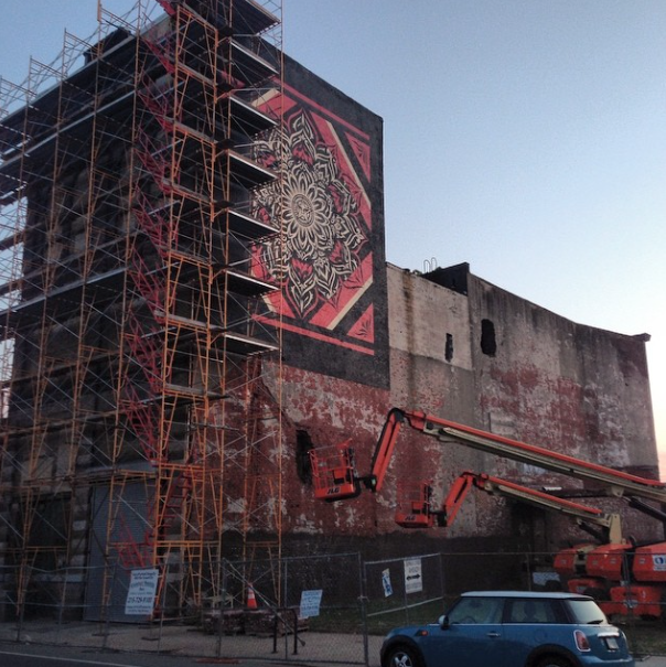 Shot from August during the mural installation. (via Mural Arts on Instagram)