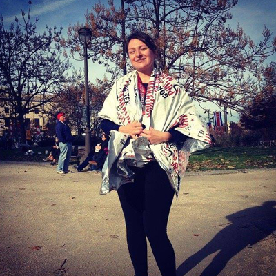 Writer Ellen Olstein after the Philadelphia Half Marathon