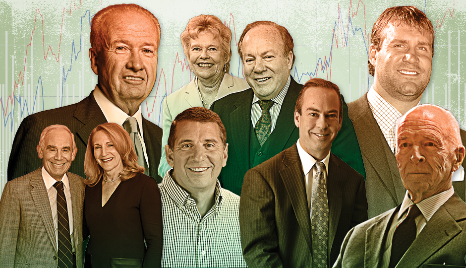 Clockwise from top left: John (Jack) Drosdick, Michael and Wendy Saltzburg, Ben Roethlisberger, Henry Hillman, Brook Lenfest, Nydick, Keith and Katherine Sachs. 