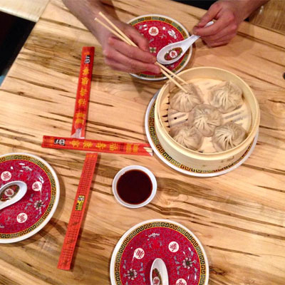 Soup dumpling testing at Bing Bing Dim Sum.
