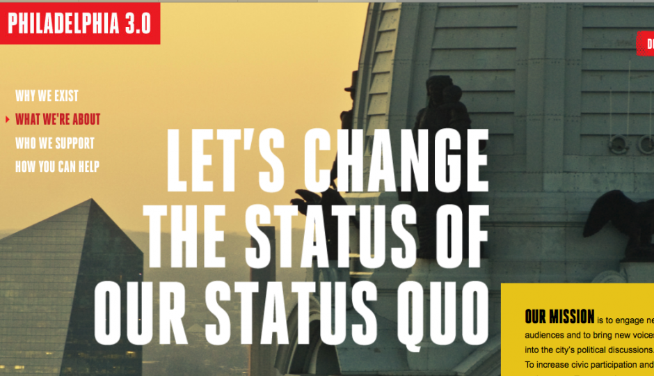 A screenshot from the newly-launched Philadelphia 3.0 website.