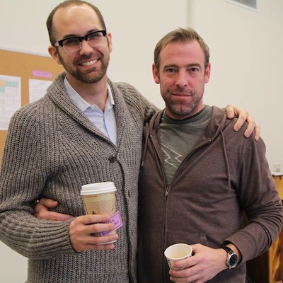 Arden Associate Artistic Director Matt Decker and  Ian Merrill Peakes during a Macbeth rehearsal.