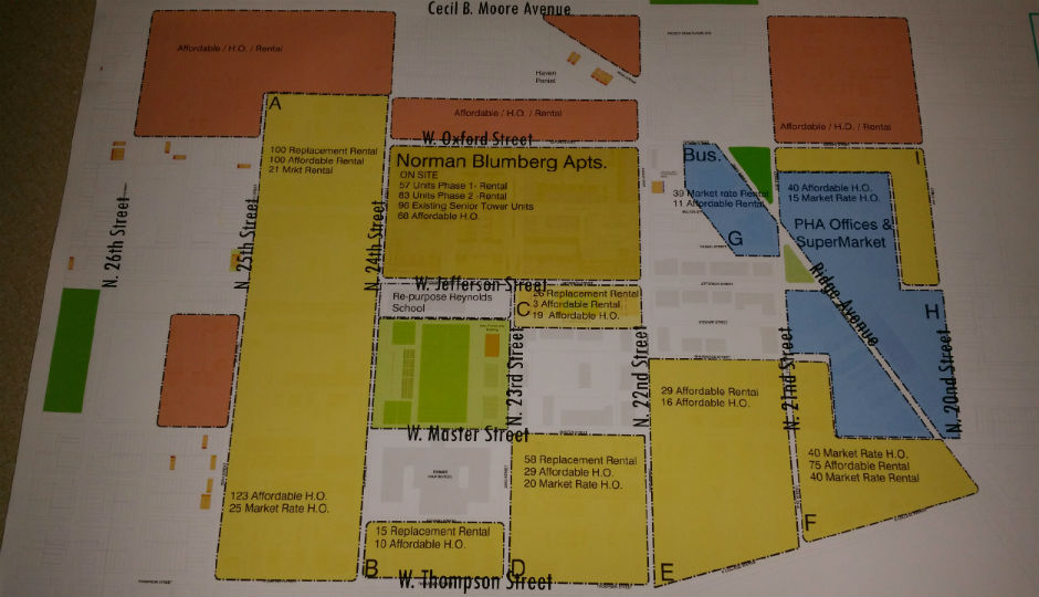 Recent developments will fill in some of the squares on the PHA's Sharswood redevelopment map. Filling in the rest will take a while longer. | Map: PHA