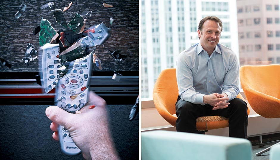 How a lot of people feel about Comcast, left, and the man the company has put in charge of fixing it, head of user experience Charlie Herrin. Photographs by Clint Blowers (left) and Eric Prine
