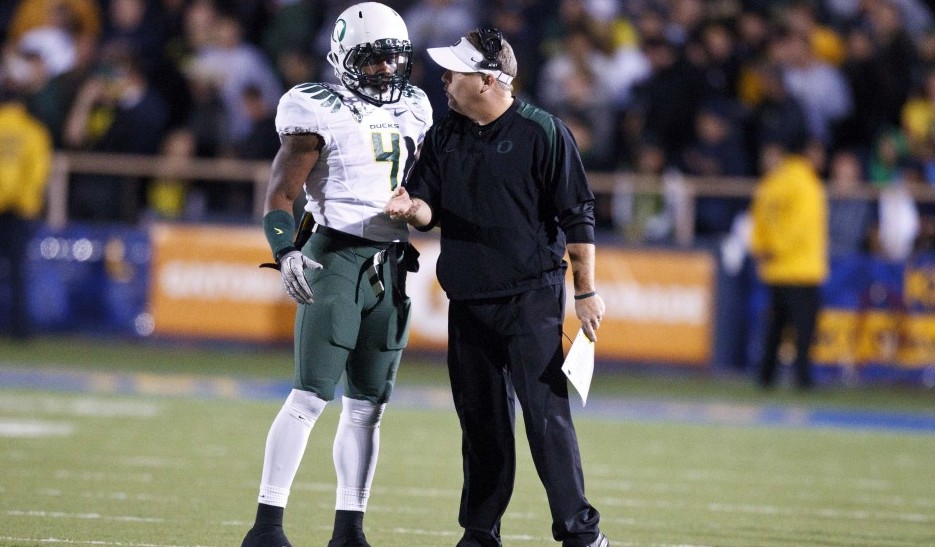 Josh Huff and Chip Kelly back at Oregon. USA Today