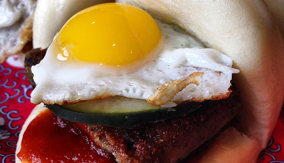 Bing Bing's Pac-Man Buns - Scrapple and quail egg