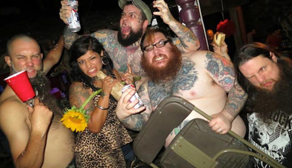 Jennifer "Fear" Zavala with her husband (left) and friends at her wedding. Courtesy Jump Philly.
