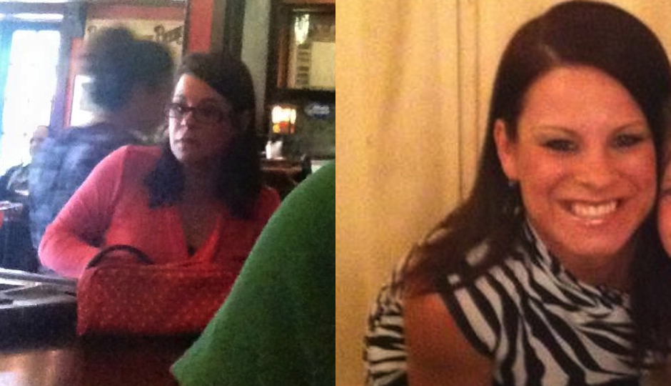 Janeen Thomas in surveillance footage (left) and from Facebook (right)