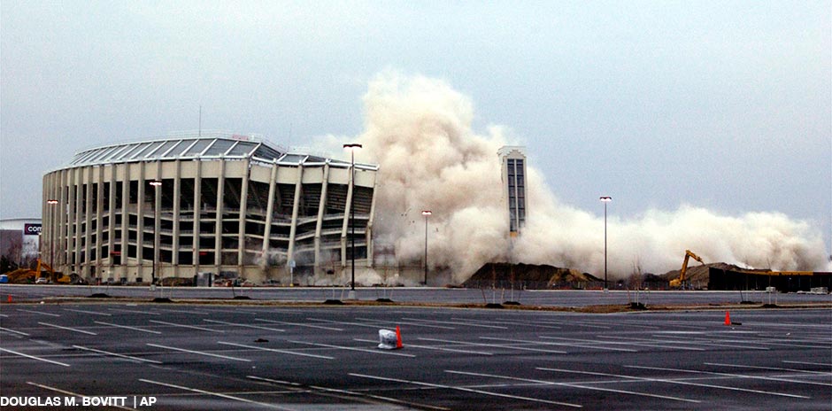 Philadelphia's Veterans Stadium implodes early Sunday morning, March 21, 2004.