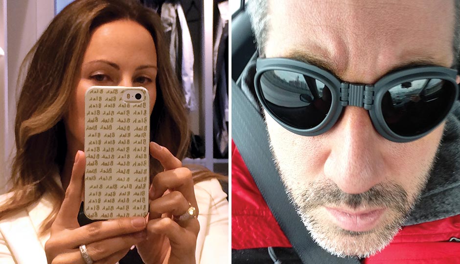 Left: Jen Utley, animal rights champion and wife of Phillies second baseman Chase Utley, April 28, 2015. Right: Chef/restaurateur Michael Solomonov after laser eye surgery, January 10, 2015.