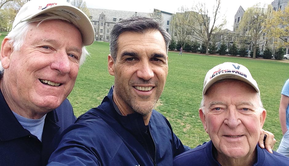 Villanova basketball coach Jay Wright with faculty members Jack Doody and Dan Regan, May 1, 2015.