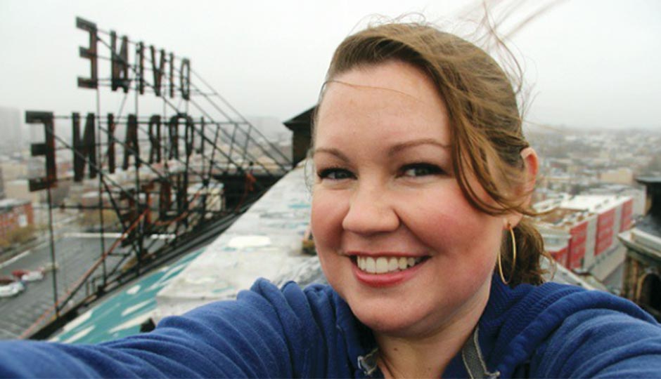 Reader Selfie: Juliana Chapman on the roof of the Divine Lorraine Hotel, her favorite building in Philadelphia, January 11, 2014.