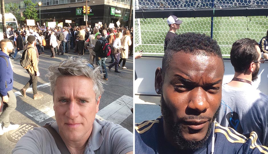 Left: Andrew Auwerda of Philadelphia Distilling. Right: Philadelphia Union midfielder Maurice Edu.