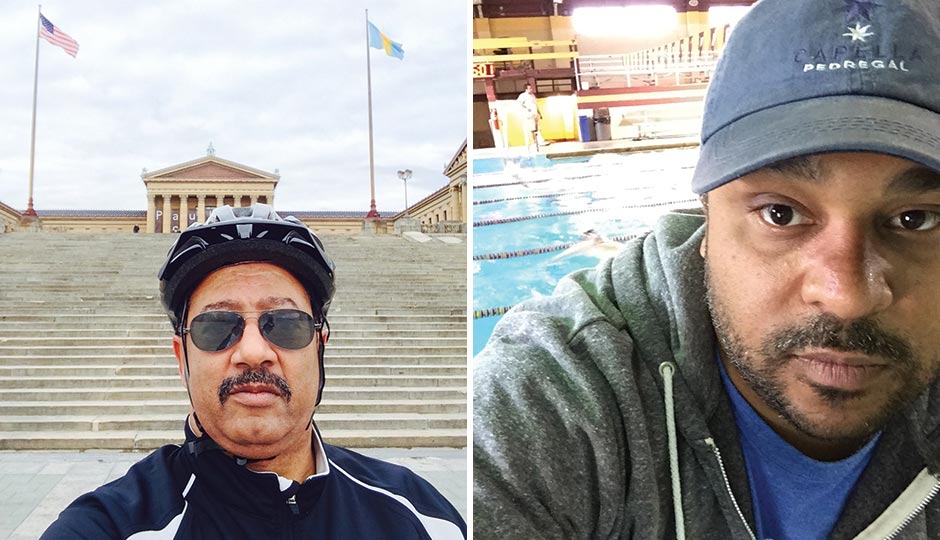 Left: Congressman Chaka Fattah. Right: Kevin Sbraga at a swimming lesson for his kids, Angelo and Jenae, in Mount Laurel, April 27, 2015.
