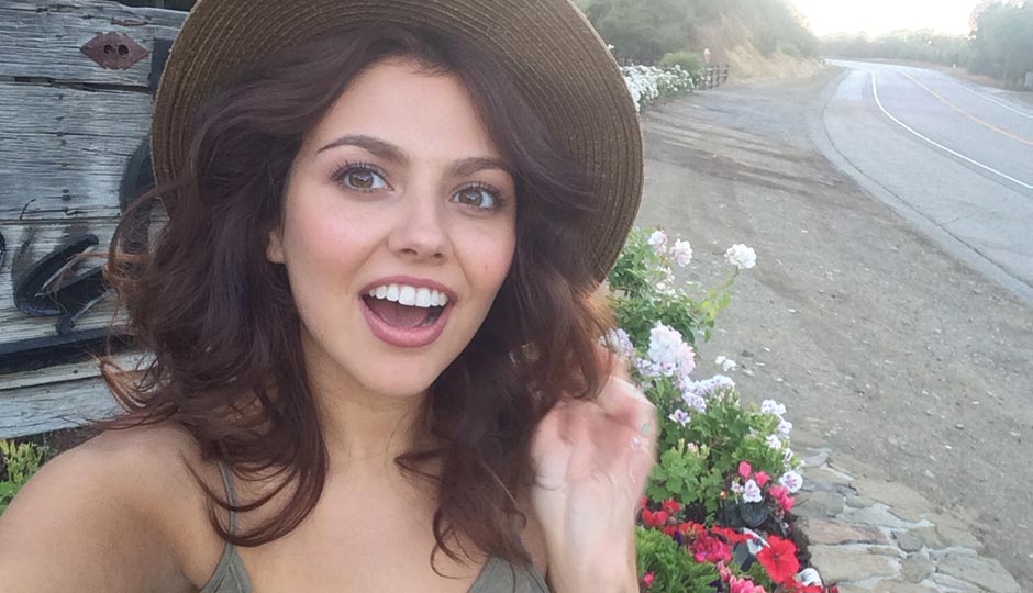 Northeast Philly-born Playboy Playmate Val Keil waiting for an Uber at a vineyard in Malibu, April 27, 2015.