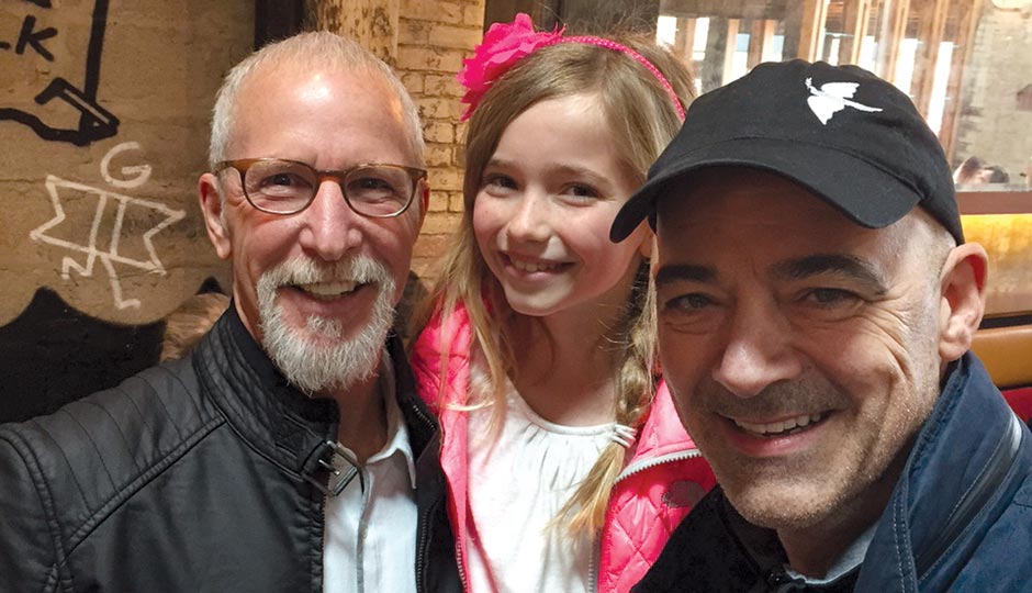 Pat Croce and Todd Carmichael with Croce’s granddaughter Pascale at La Colombe in Fishtown, April 23, 2015.