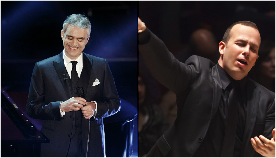 Photo of Andrea Bocelli (left) from Andrea Raffin / Shutterstock.com