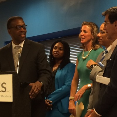Council President Darrel Clarke, PYN President Chekemma Fulmore-Townsend, State Senator Vincent Hughes, Governor Wolf's Chief of Staff Katie McGinty and Deputy Mayor Mike DiBerardinis
