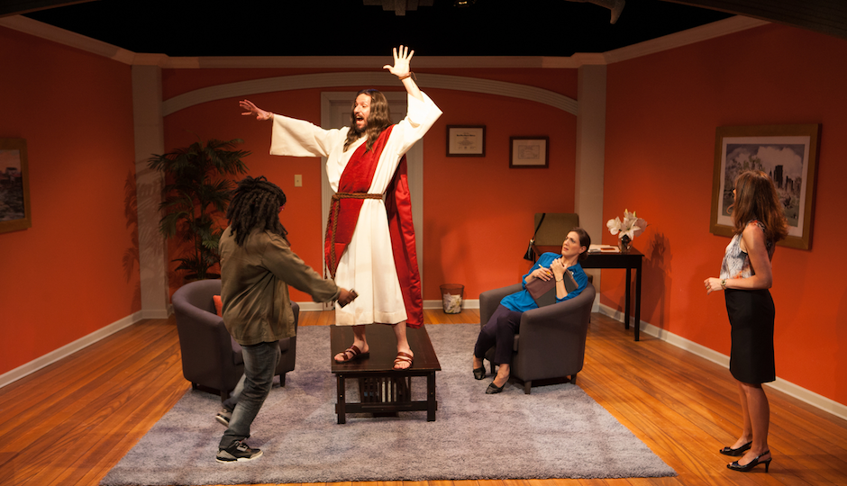 Dan Hodge (center) in a scene from "The Three Christs of Manhattan."