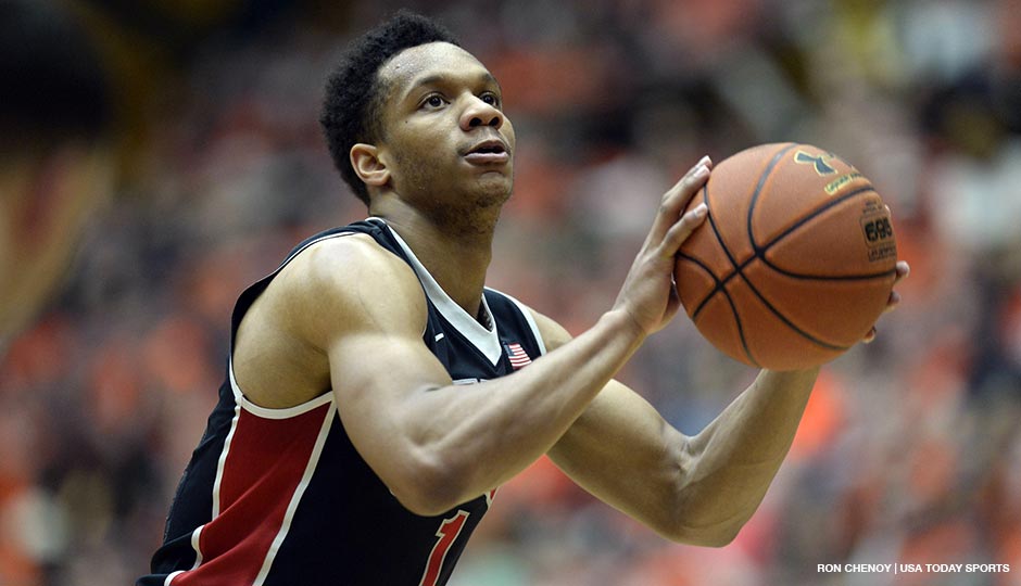 UNLV Rebels guard Rashad Vaughn attempts a free throw in second half against the Colorado State Rams at Moby Arena on Feb. 7, 2015.